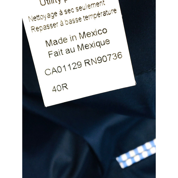 40R Tommy Hilfiger Mens 2 Button Blazer Jacket Pindot Navy Powder Blue - Picture 12 of 13